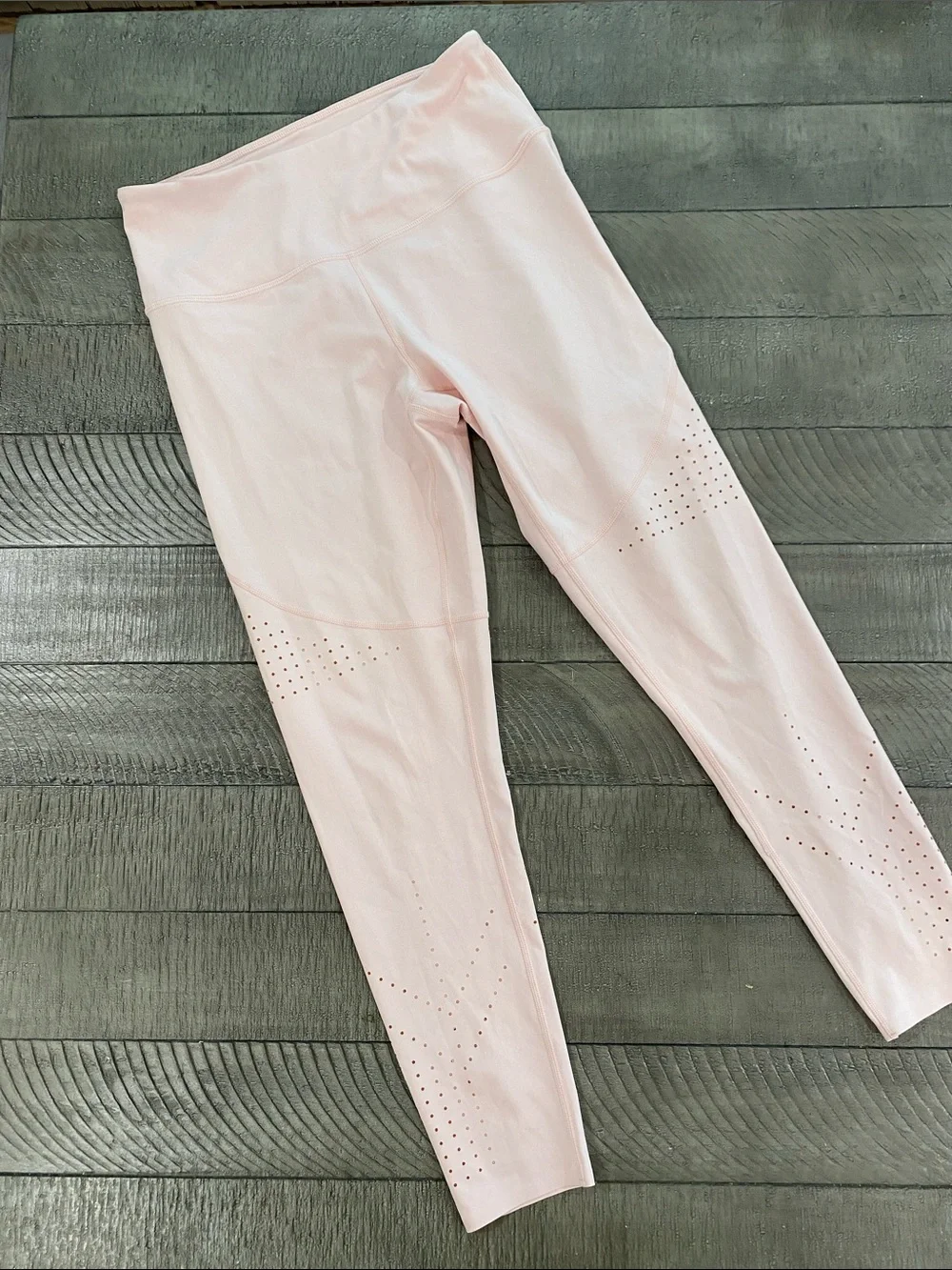 Zella Pale Pink High-Rise Jeggings with Perforated Detail